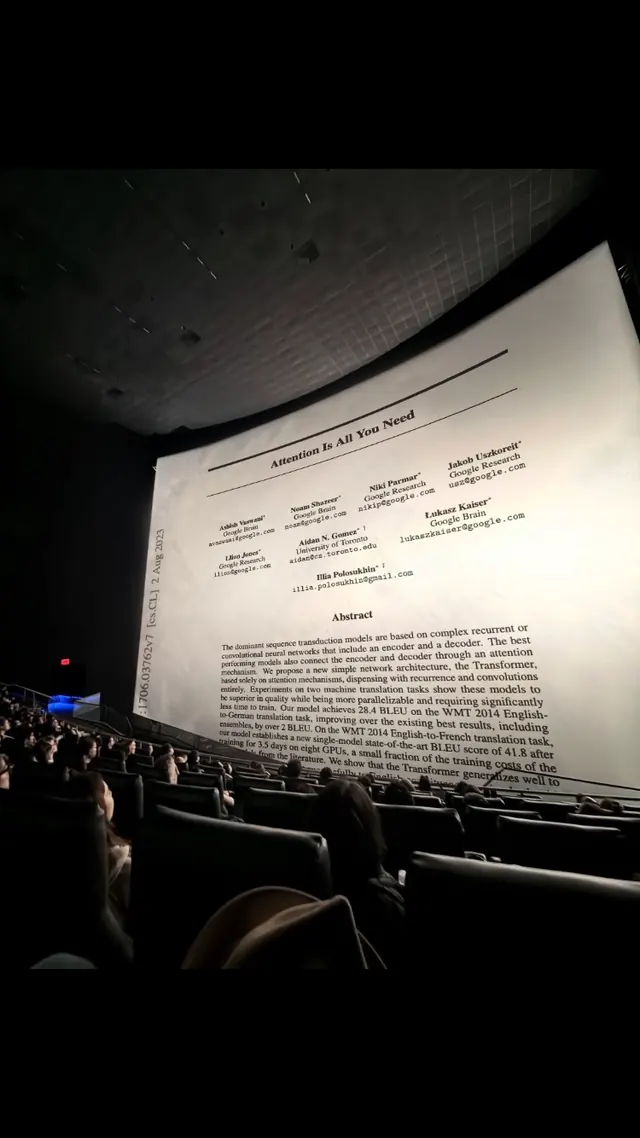 the attention is all you need paper projected on a cinema screen
