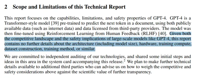 the gpt-4 technical report explaining it contains no further details about the architecture
